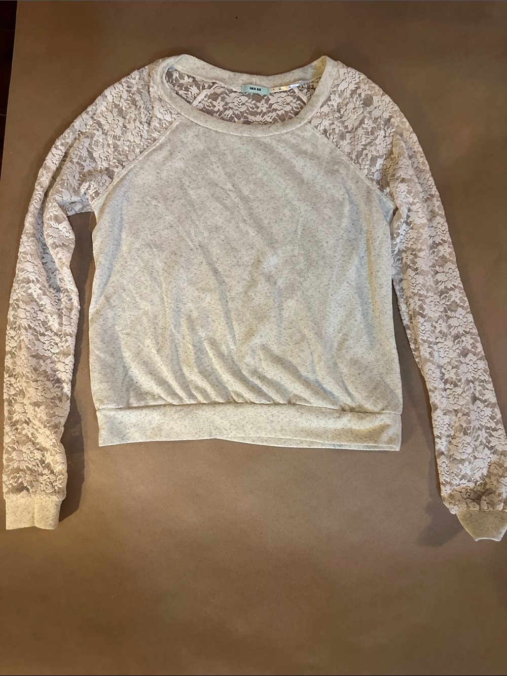 Kimchi Blue Cream Lace Raglan Pullover Sweatshirt